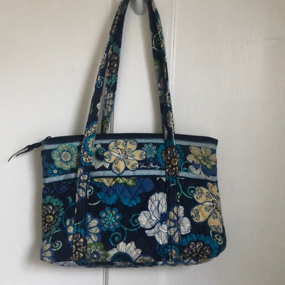 Vera Bradley blue floral small shoulder tote bag